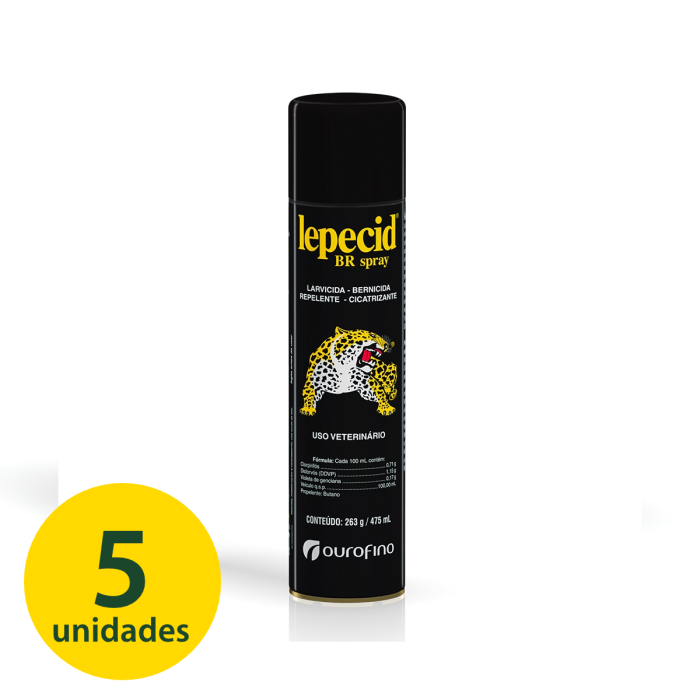Mata Bicheira Spray Lepecid 475mL Ouro Fino - 5 Unidades