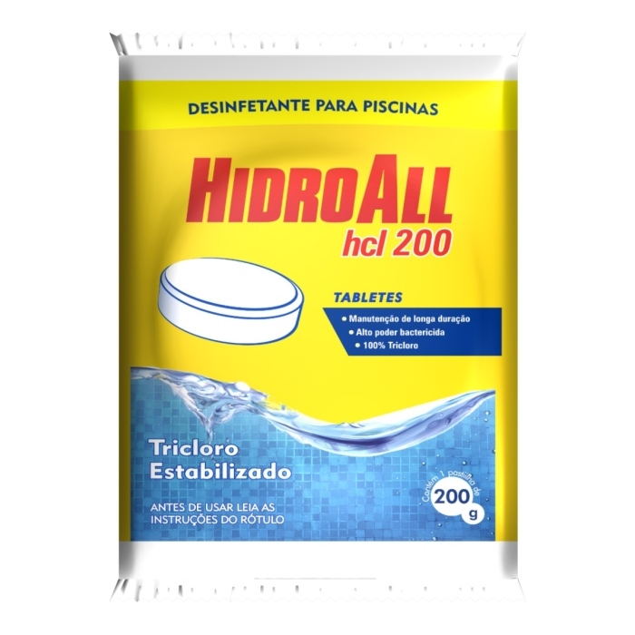 Tablete Desinfetante para Piscinas HCL 200 Hidroall 200g