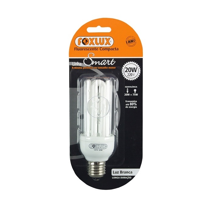 Lâmpada Fluorescente Compacta Luz Branca Tipo U 20W 220V – Foxlux UB20.2