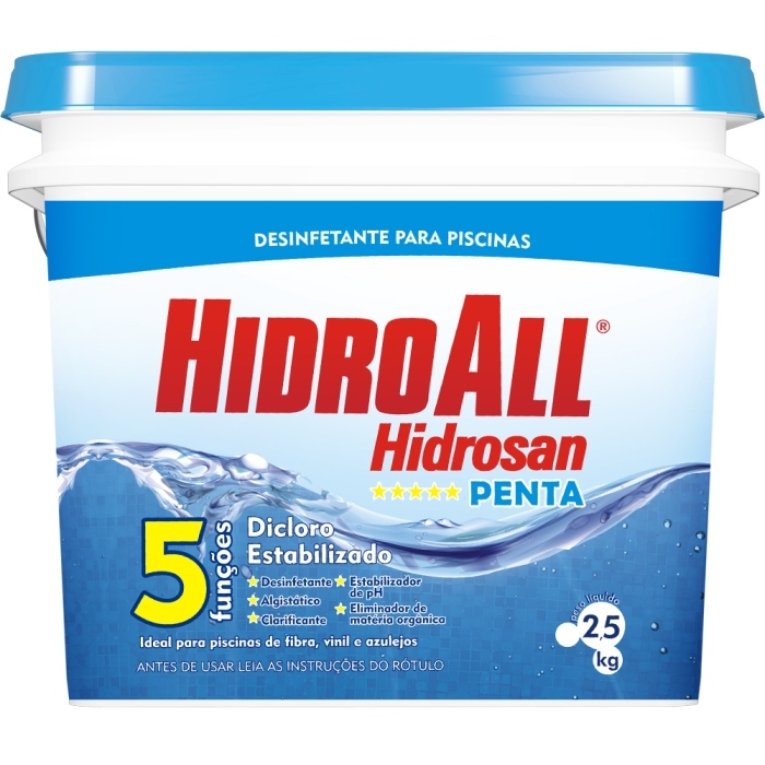 Cloro Granulado Multifunção 5 em 1 Hidrosan Penta 2,5Kg HidroAll