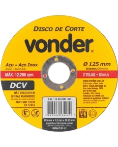 Disco de Corte 125X1.2X22.23MM Vonder