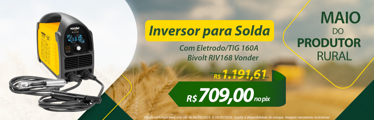 Inversor para Solda Eletrodo/TIG 160A Bivolt RIV168 Vonder